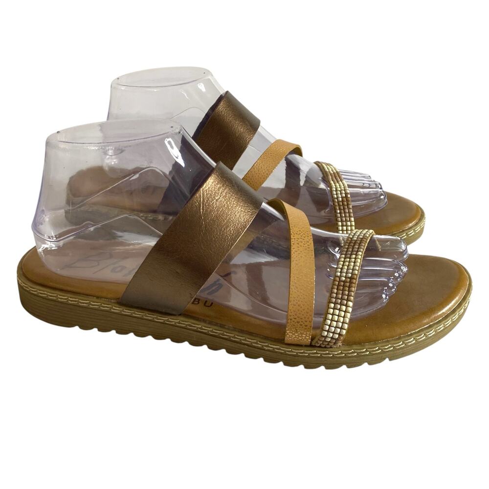 Blowfish Malibu Sz 10 Otsi Slip On Cushioned Slide Sandals Gold Bronze Metallic